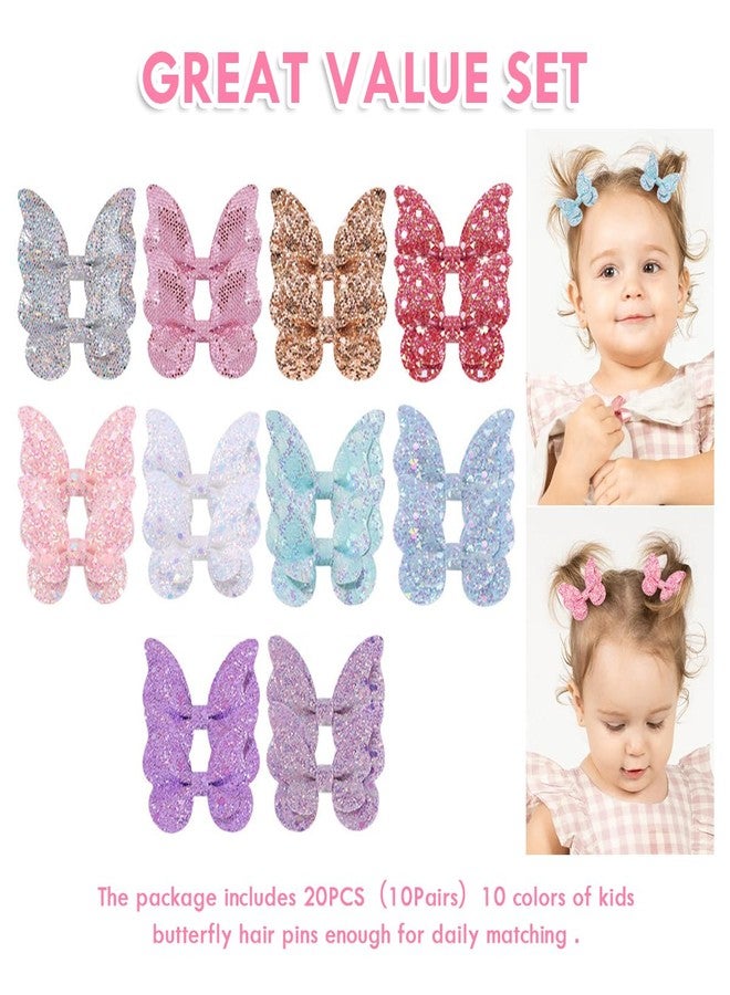 Aaiffey 20 Pieces Glitter Butterfly Hair Clips for Girls Teens Non-slip Butterfly Clips Barrettes Children Toddlers Hair Accessories - Image 3